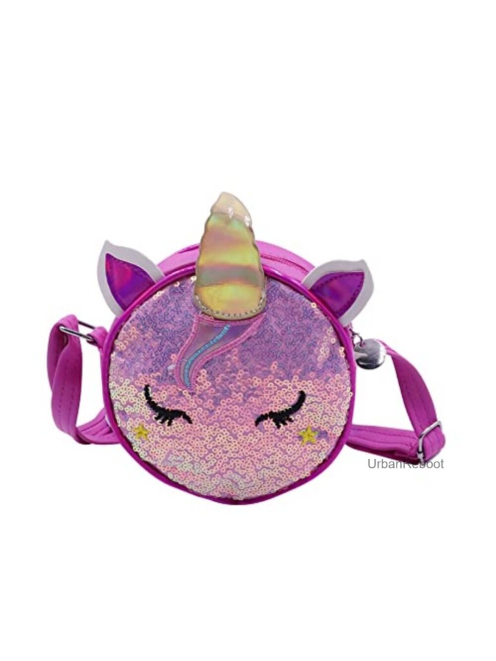 Unicorn Sequin Crossbody Purse Girls PU Leather Mini Round Bag